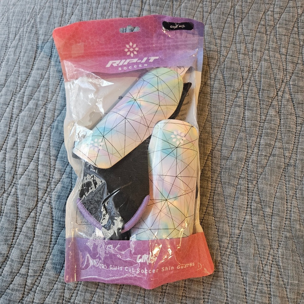 RIP-IT Girls Cut Soccer Shin Guards holographic geometric‎ protective training